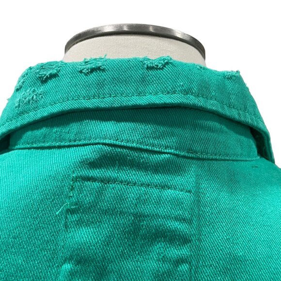 Highway Jeans Green Vest 3XL Distressed Denim Sleeveless Button Front Raw Hem - Picture 11 of 13